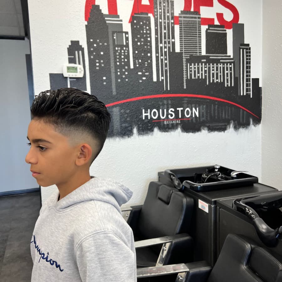 Kids haircut in progress